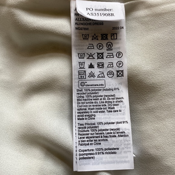 AllSaints Ali Noche Mini Dress in Lime Green - Size 10 - Picture 15 of 15